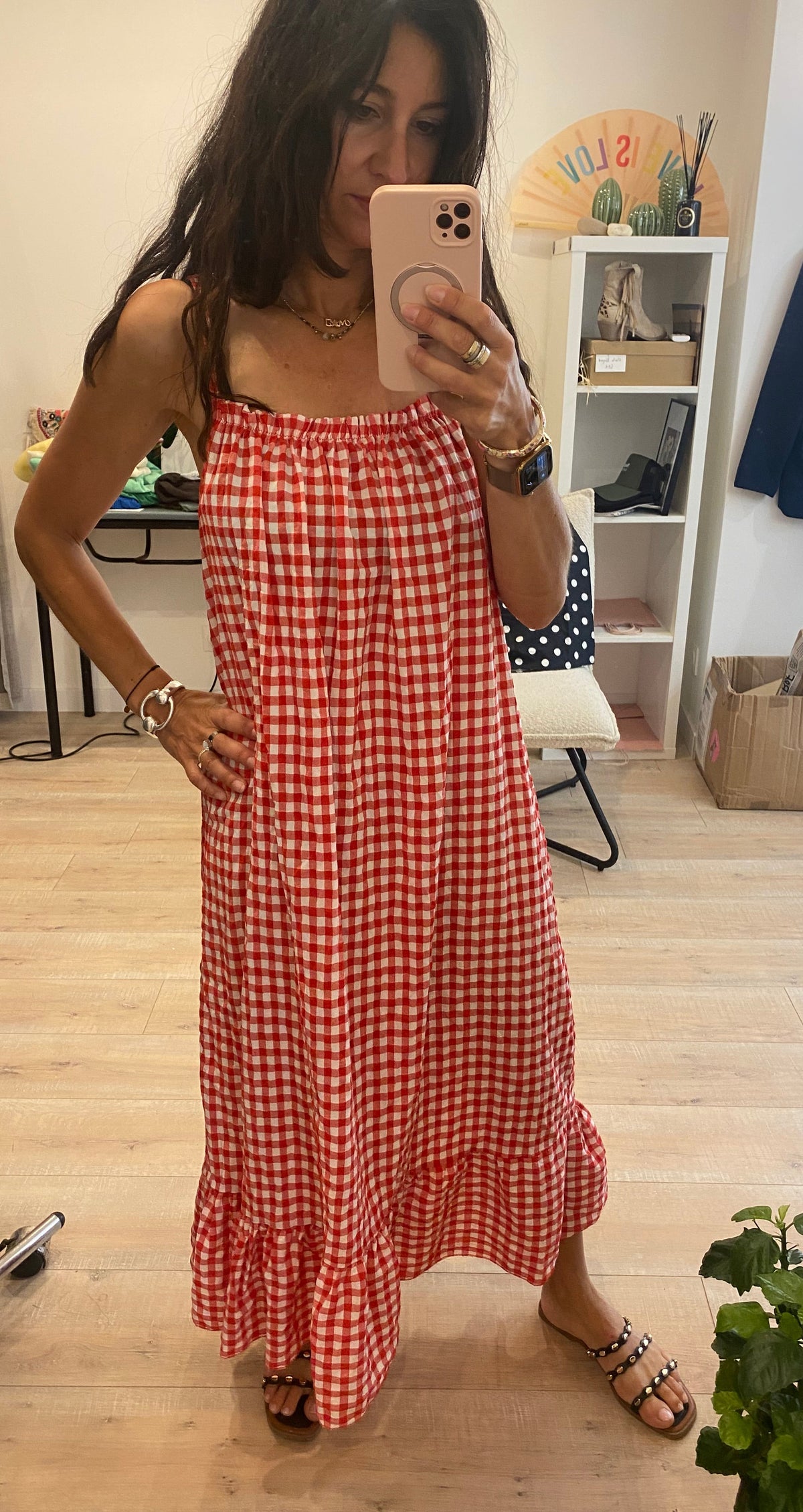 Robe Vichy blanc et rouge