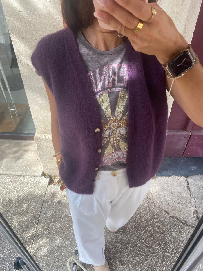 Gilet sans manche LiL aubergine - LOU