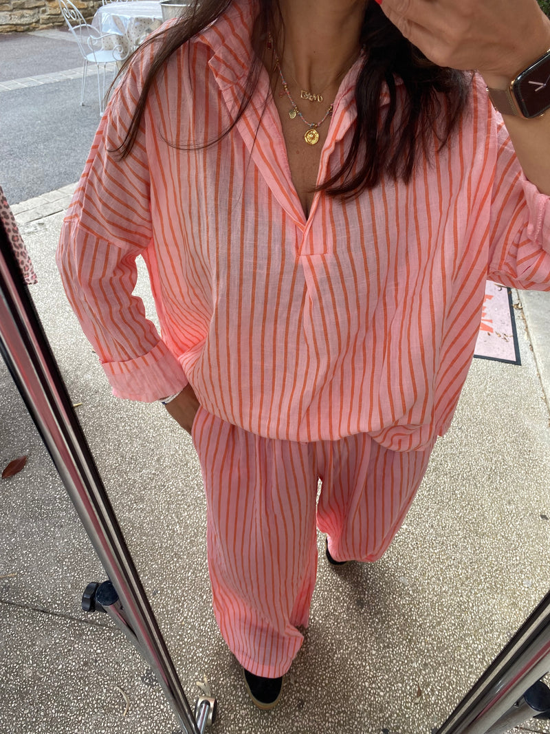 Blouse rayée rose et orange Johanna - LOU