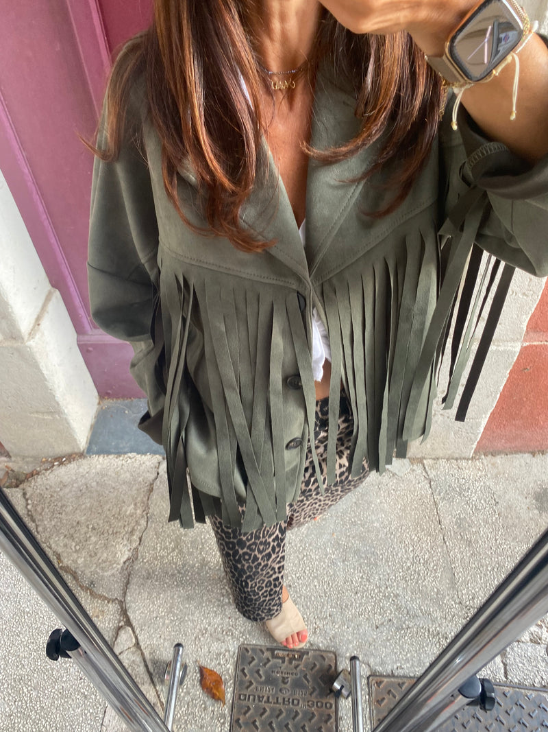Veste à franges BeyON kaki - LOU