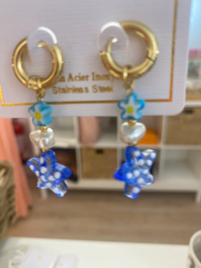 Boucles d’oreilles étoile et perles