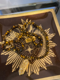 Collier ras de cou oeil de tigre et plaque dorée - Thelma & Nina