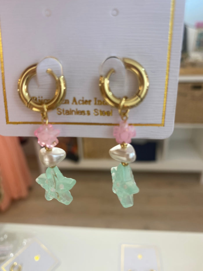 Boucles d’oreilles étoile et perles