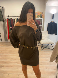Robe courte choco col bateau - Lou