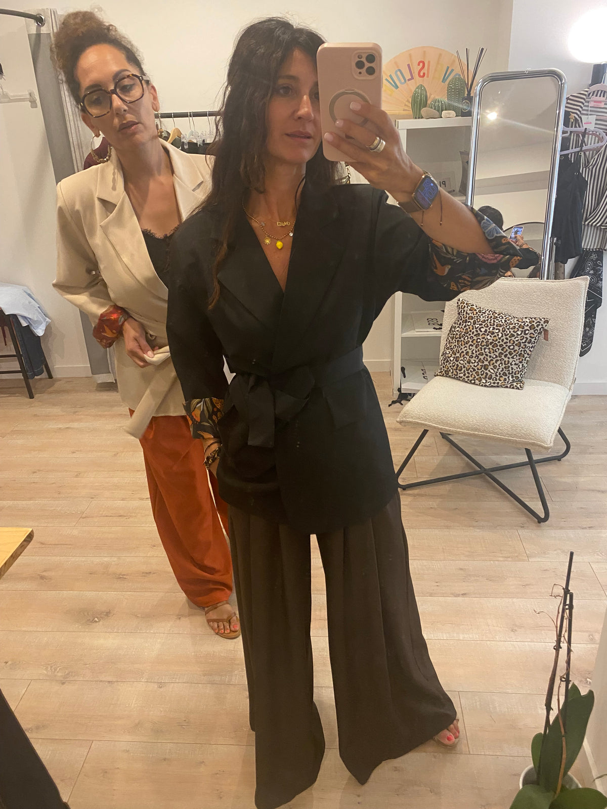 Blazer uni avec ceinture et doublure fantaisie Ciao Donna