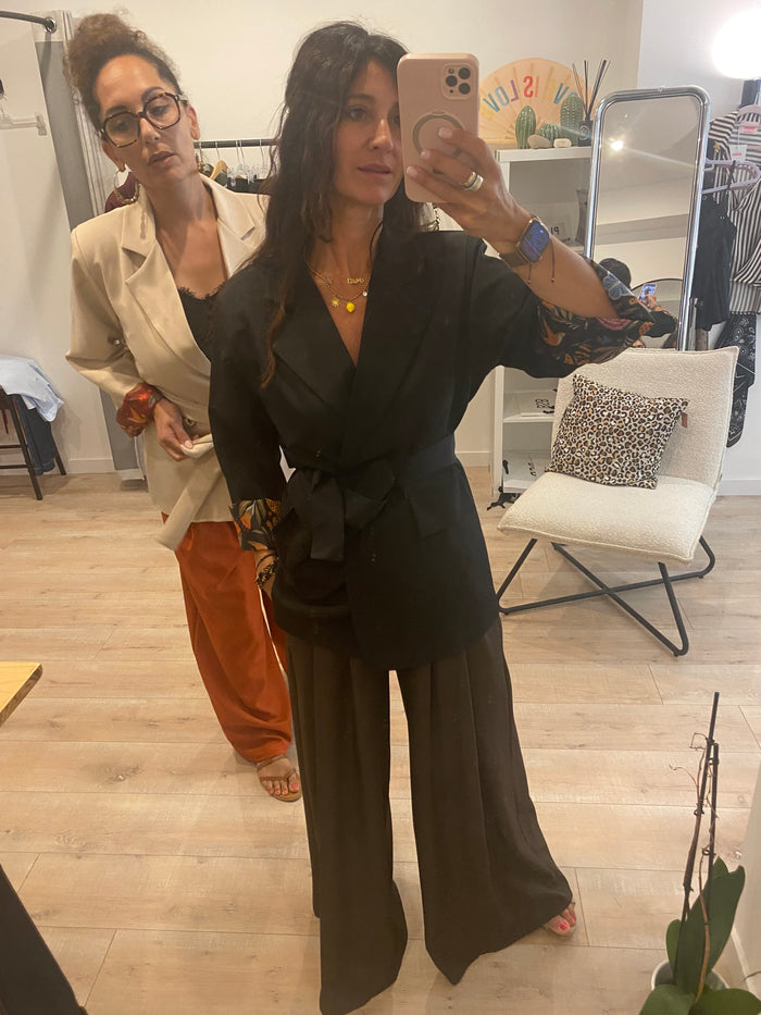 Blazer uni avec ceinture et doublure fantaisie Ciao Donna