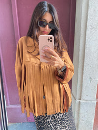 Veste à franges BeyON camel - LOU