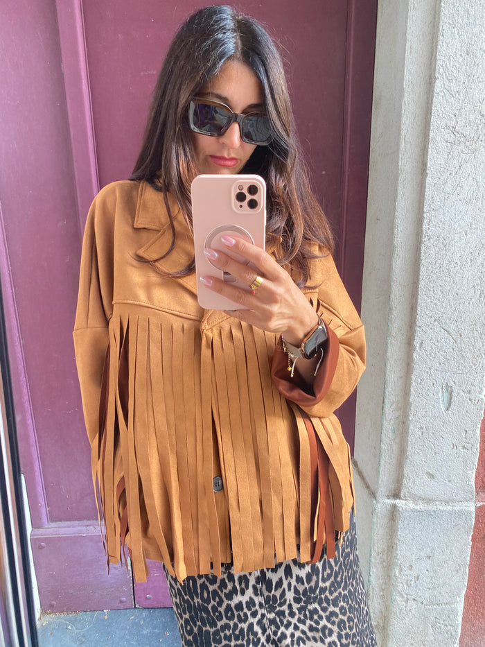 Veste à franges BeyON camel - LOU