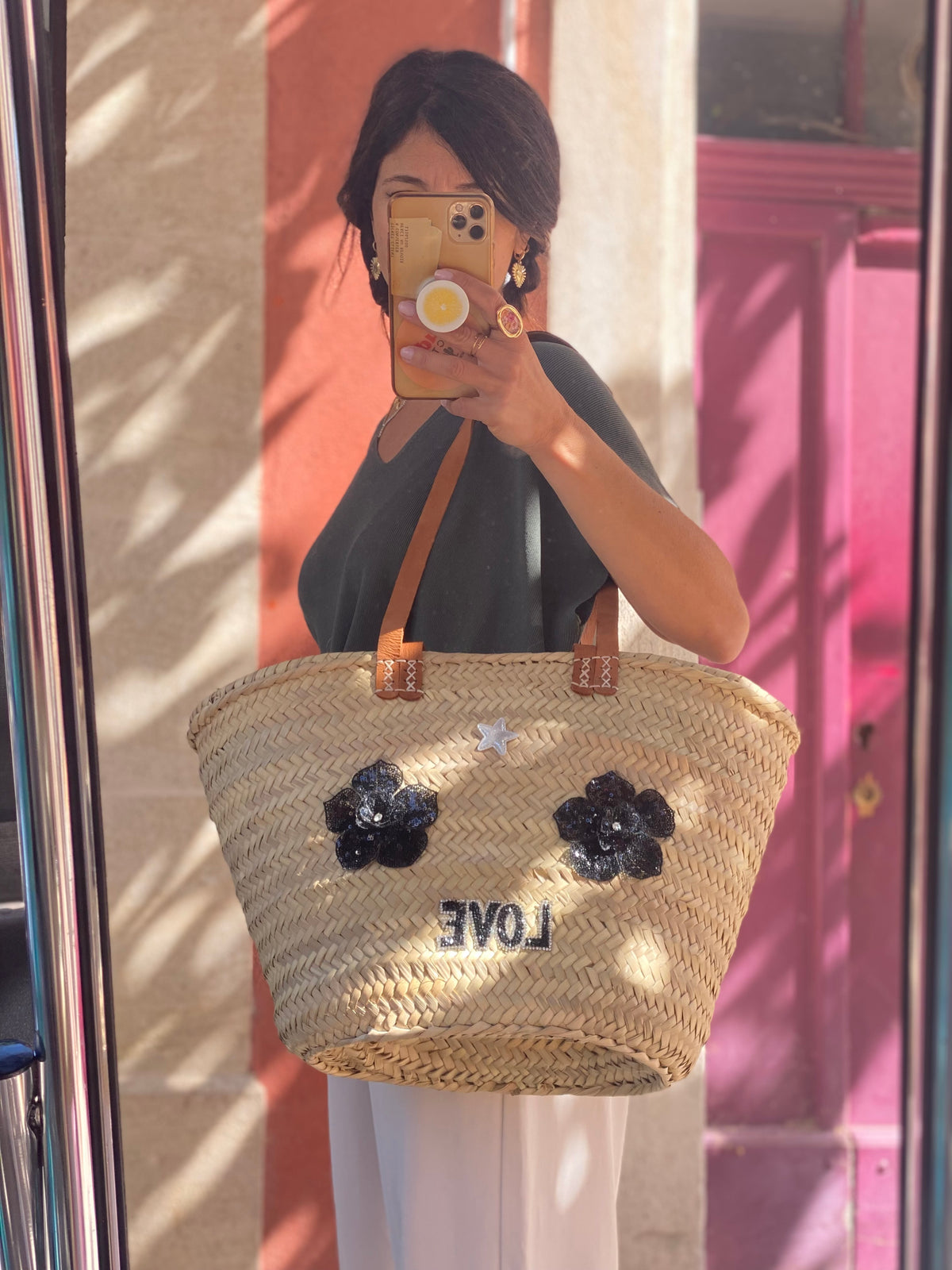 Panier Black Flowers Les Folies by Jade