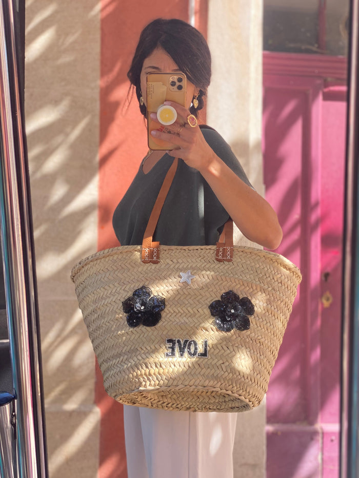Panier Black Flowers Les Folies by Jade