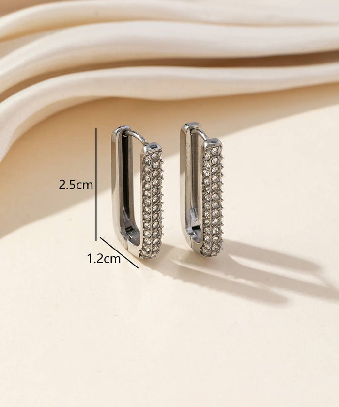 Boucles d'Oreilles rectangle strass
