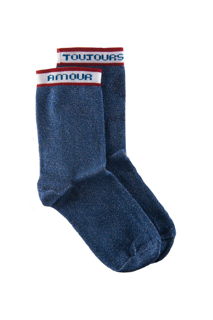 Chaussettes (BLEU) femme coton bio lurex - Josette l'amour Maison Causettes