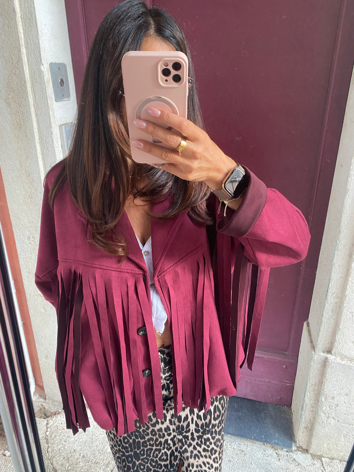 Veste à franges BeyON bordeaux - LOU