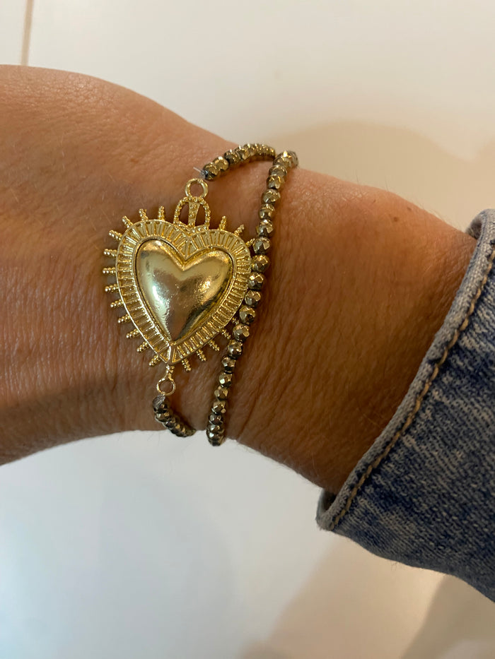 Bracelet ExVoto et hématite dorée  - Thelma & Nina