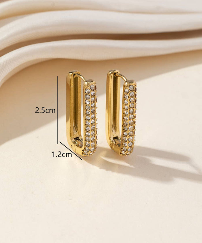 Boucles d'Oreilles rectangle strass