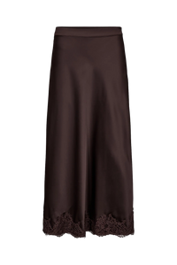 Jupe satin et dentelle café - Nümph