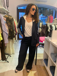 Blazer à capuche marine à bandes - LOU