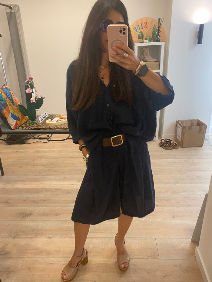 Bermuda uni avec ceinture - LOU