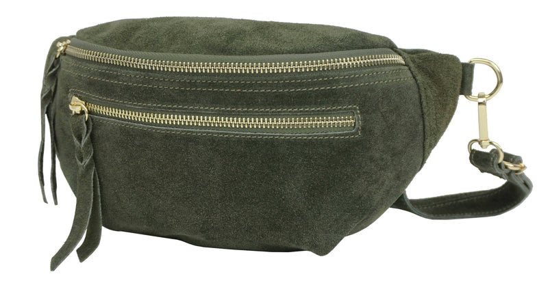 Banane double en cuir kaki