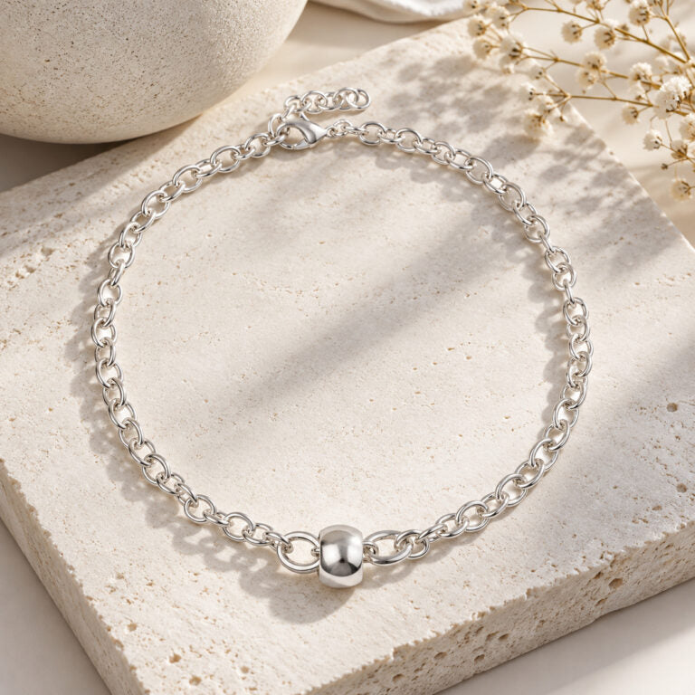 Collier 1 Boule Ronde GM Plaqué Argent 20 Microns - SCUDO