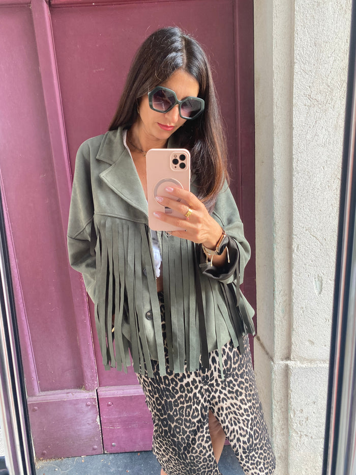 Veste à franges BeyON kaki - LOU