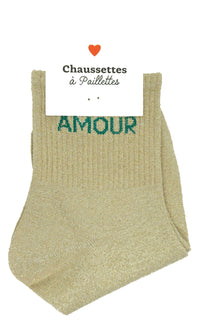 Chaussettes à paillettes message