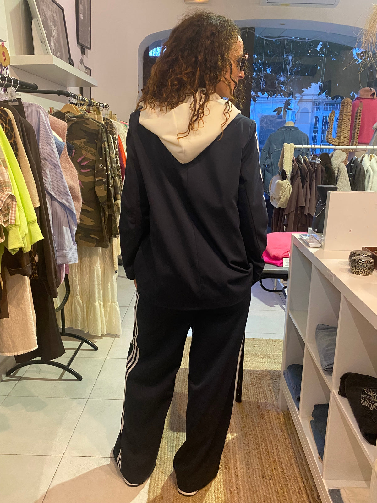 Blazer à capuche marine à bandes - LOU