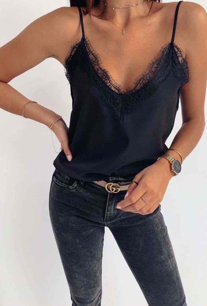 Top Débardeur dentelle noir