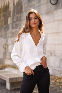 Chemise Paris col pyjama en satin - Choklate