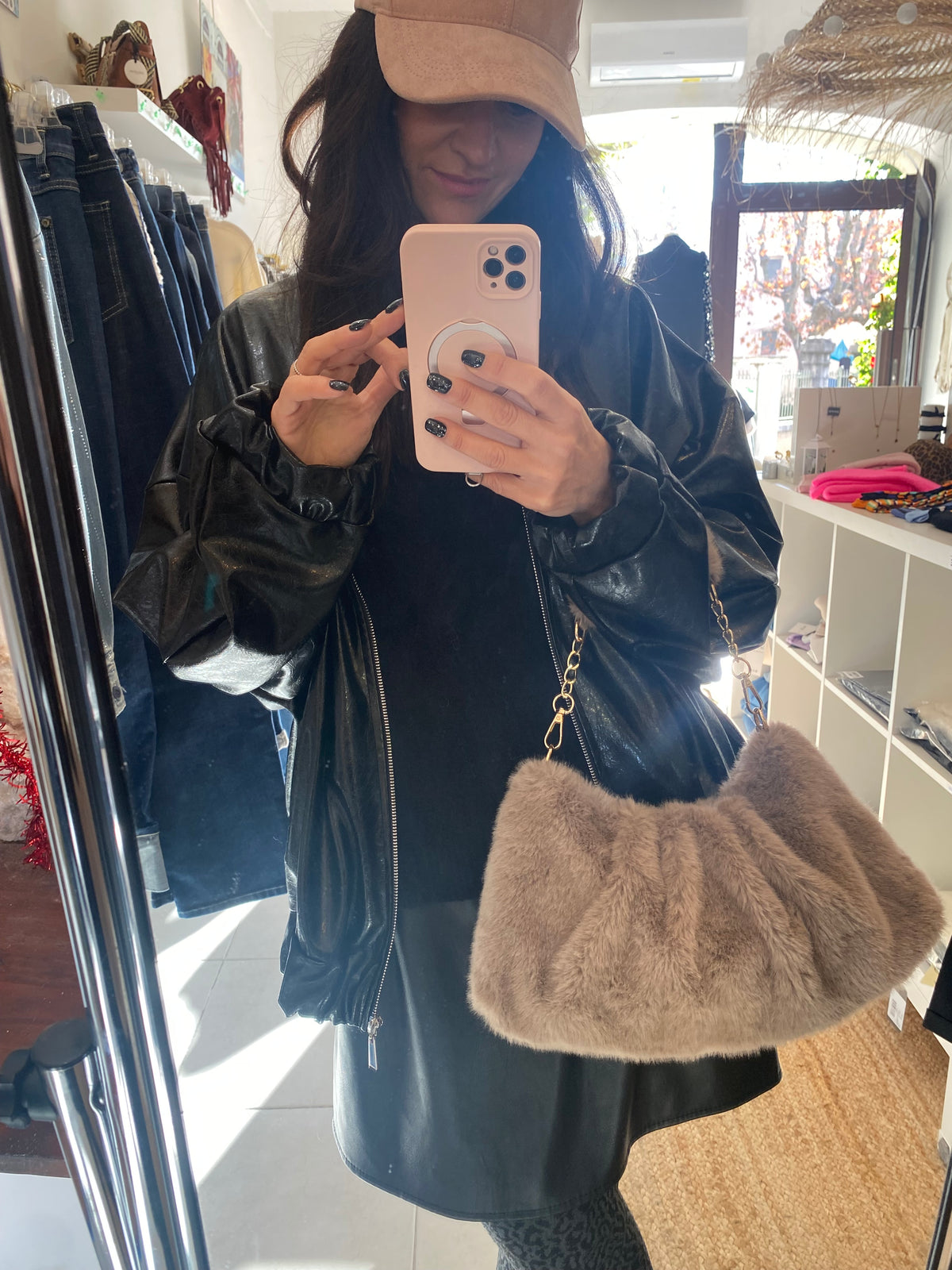 Casquette suédine rose poudré - LOU