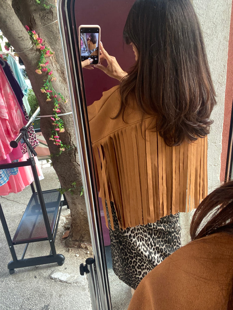 Veste à franges BeyON camel - LOU