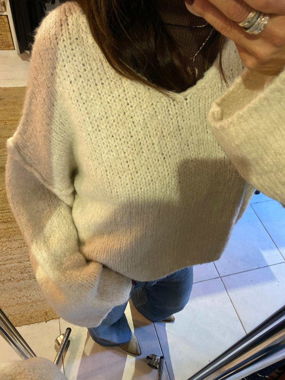 Pull grosses mailles écru - LOU