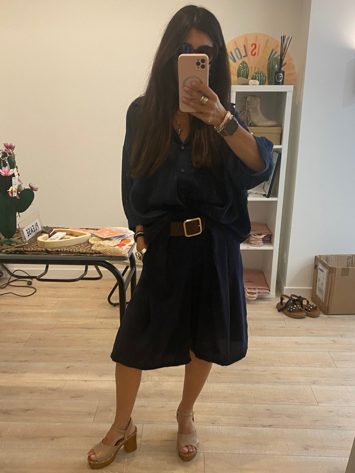 Bermuda uni avec ceinture - LOU