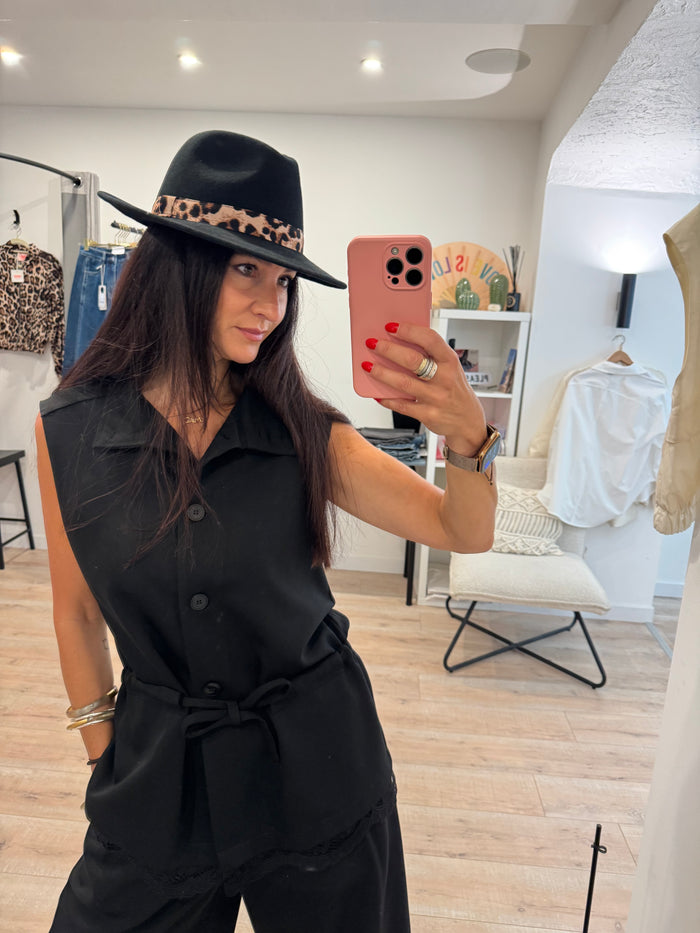 Blazer sans manche noir dentelle