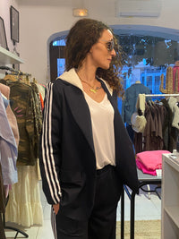 Blazer à capuche marine à bandes - LOU