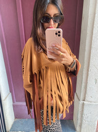 Veste à franges BeyON camel - LOU