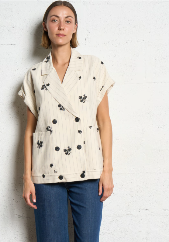 Blazer fleuri sans manche - PLEASE