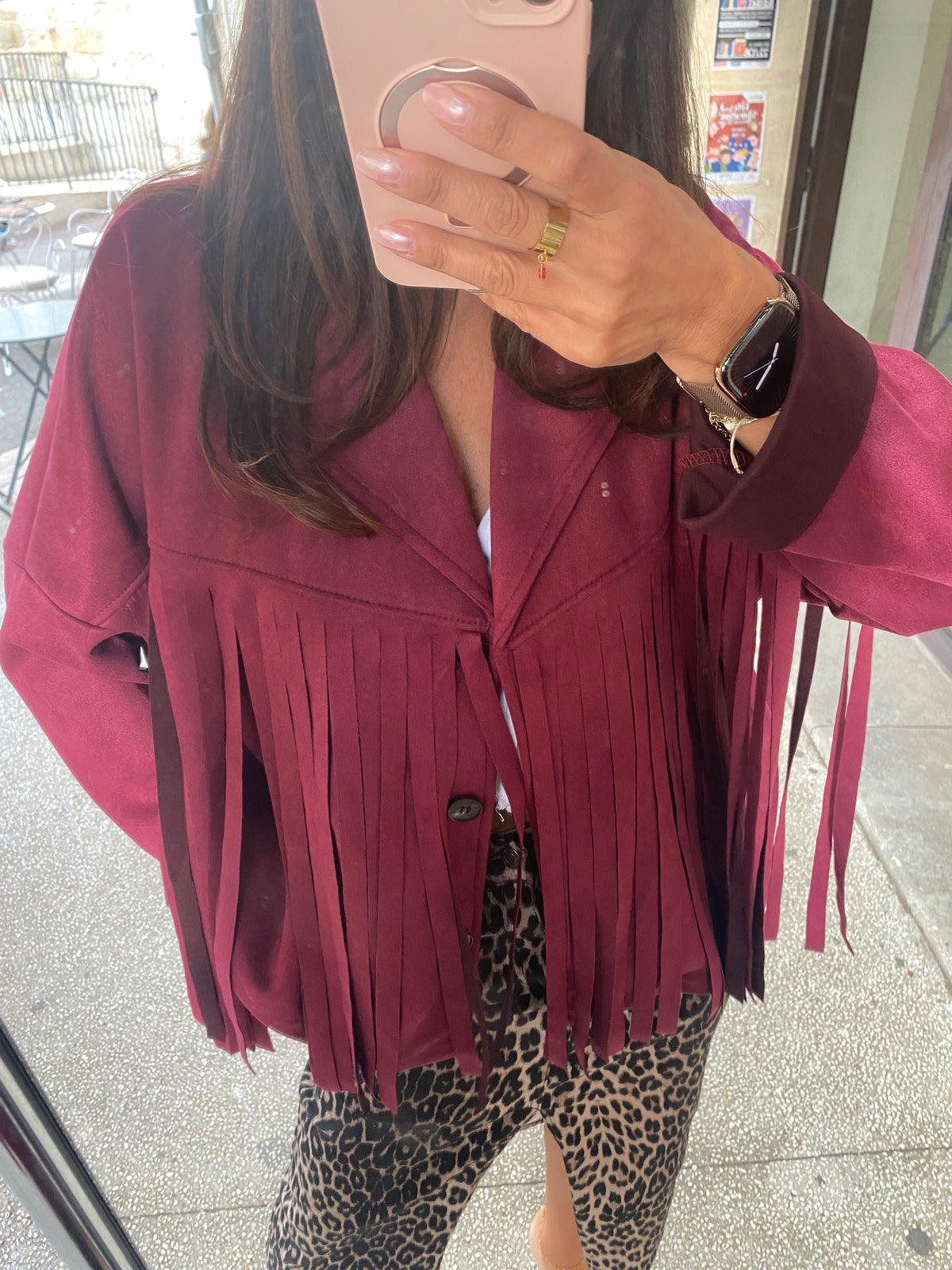 Veste à franges BeyON bordeaux - LOU