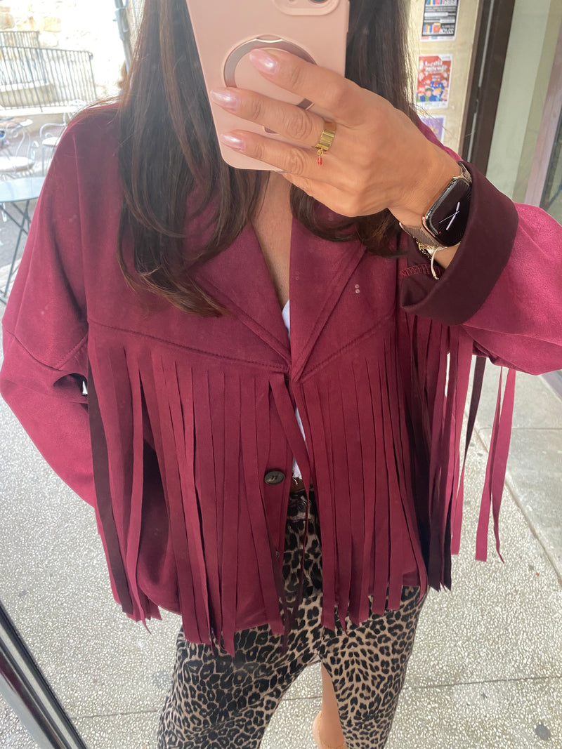 Veste à franges BeyON bordeaux - LOU