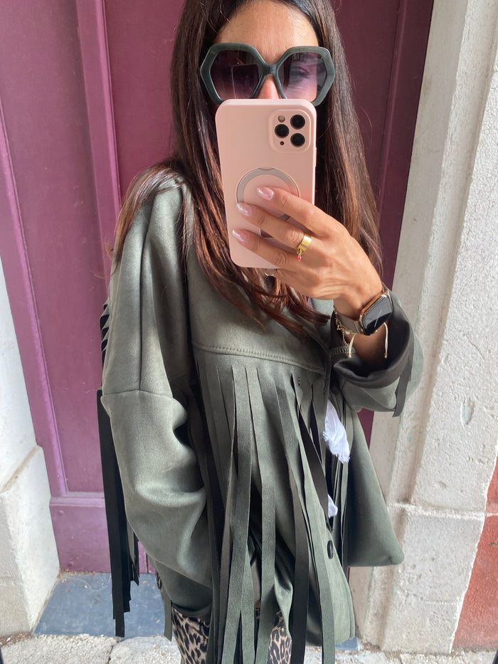 Veste à franges BeyON kaki - LOU