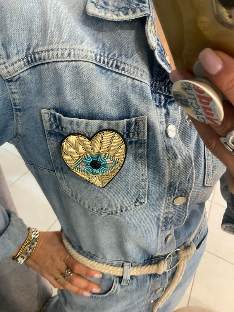 Broche Coeur doré & œil