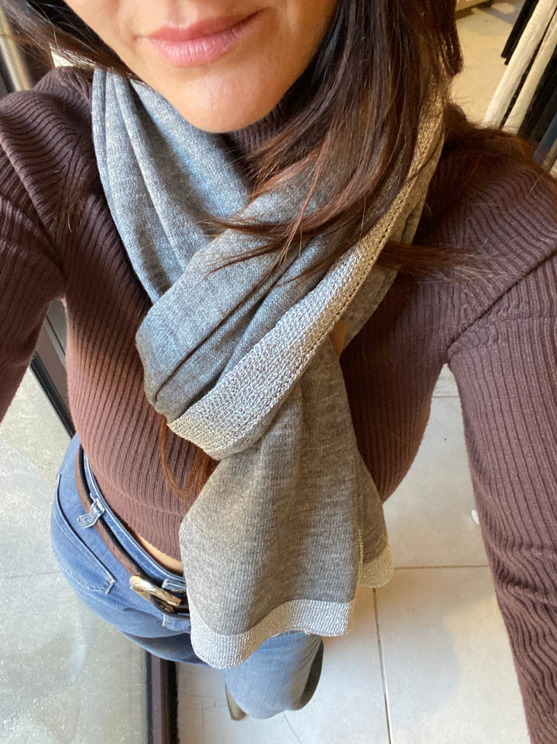 Echarpe grise avec lurex argenté - LOU
