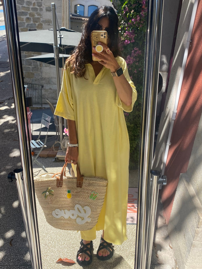 Robe éponge jaune pastel - LOU