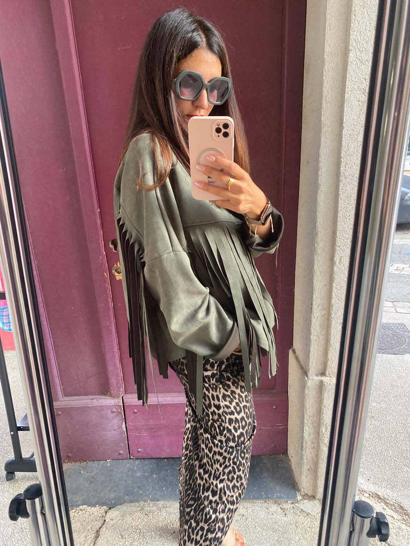 Veste à franges BeyON kaki - LOU