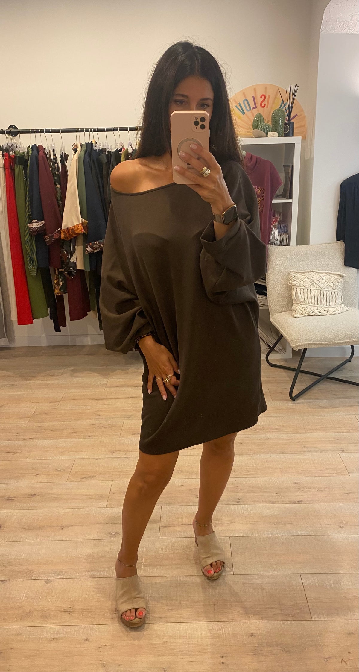 Robe courte choco col bateau - Lou