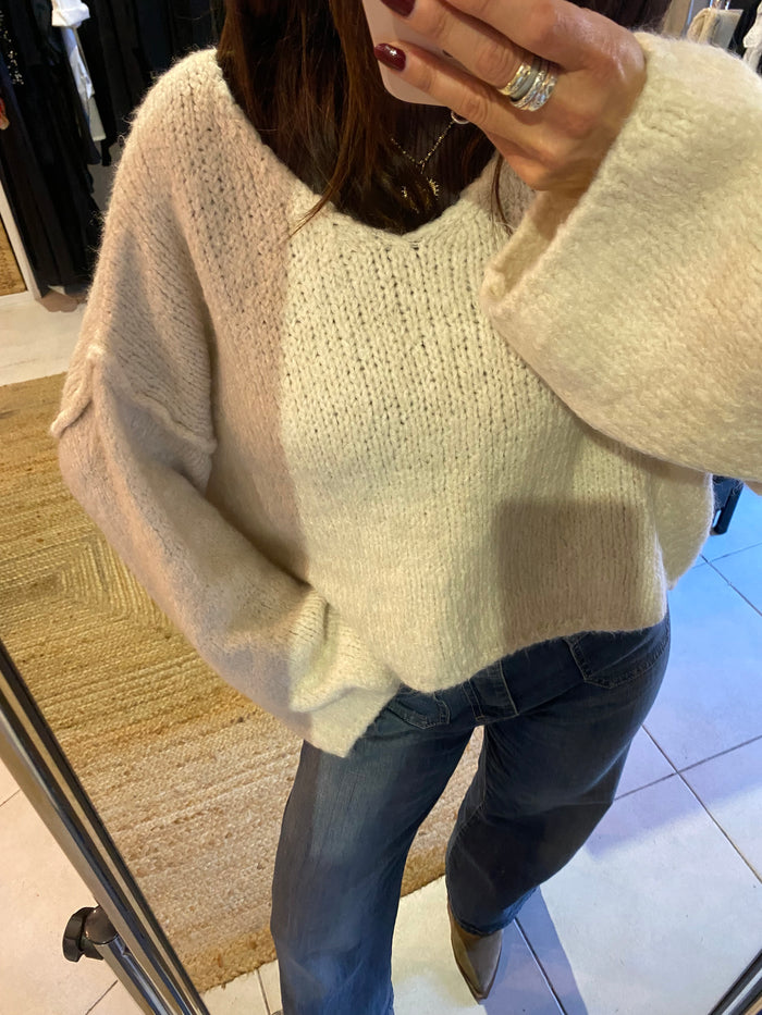 Pull grosses mailles écru - LOU