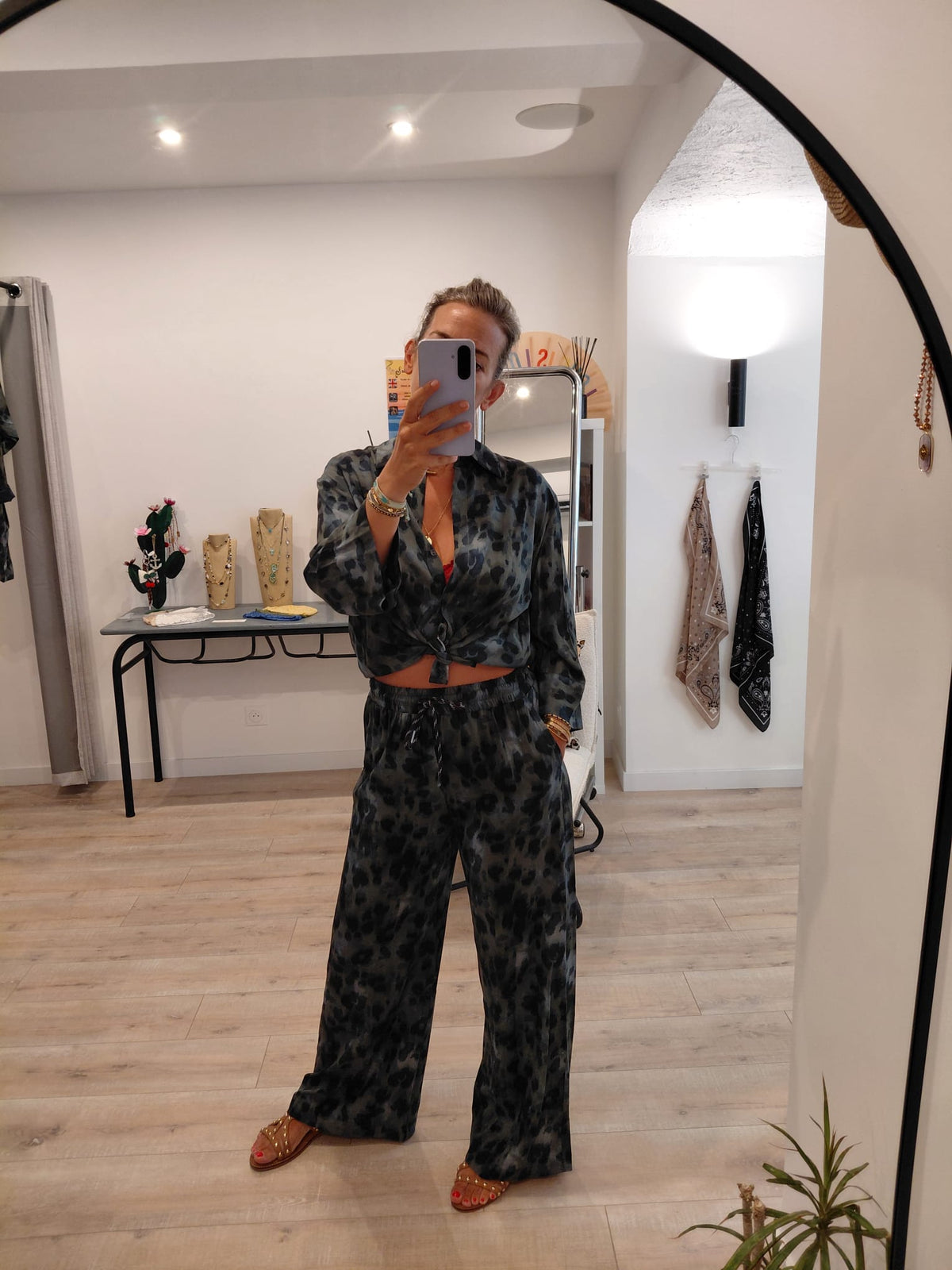 Pantalon palazzo léopard grisé - PLEASE