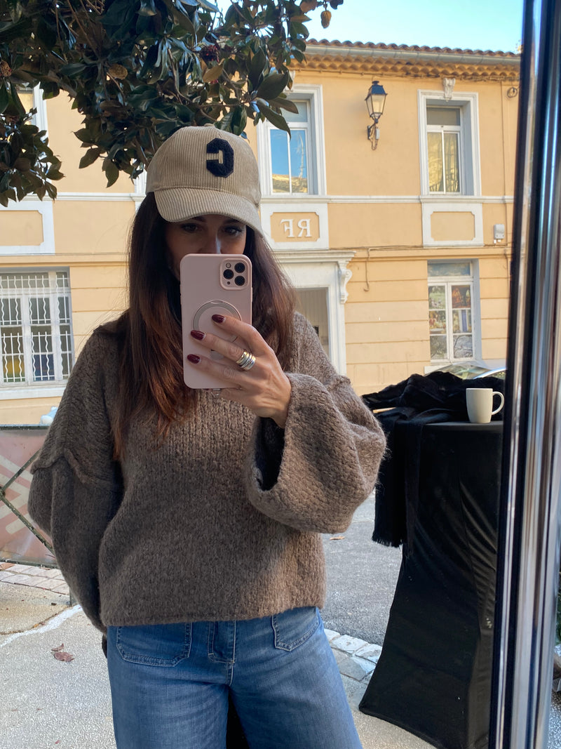 Pull grosses mailles taupe - LOU