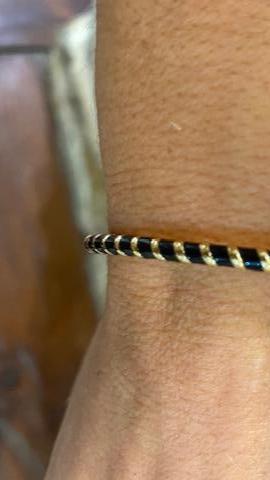 Bracelet jonc or et noir