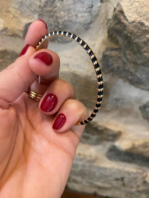 Bracelet jonc or et noir
